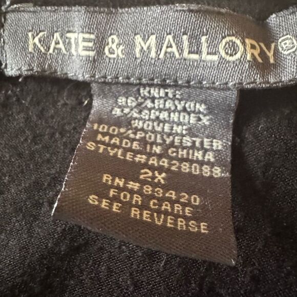 KATE MALLORY Woman Plus Size 2x Pretty Black Floral Tunic Flowy Long Sleeve - Picture 4 of 4